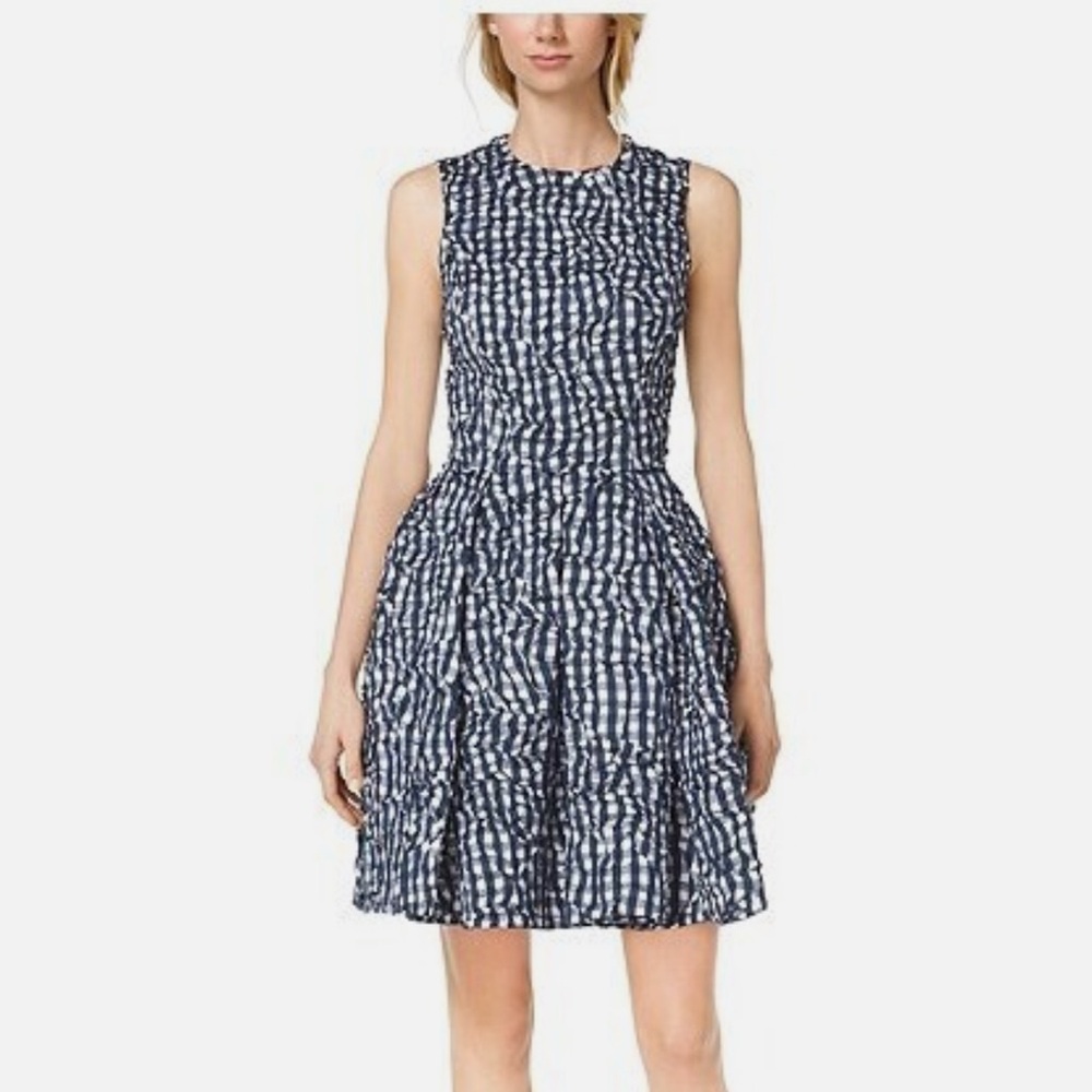 Michael Kors Women's Gingham Crushed-Taffeta Dance Indigo / White